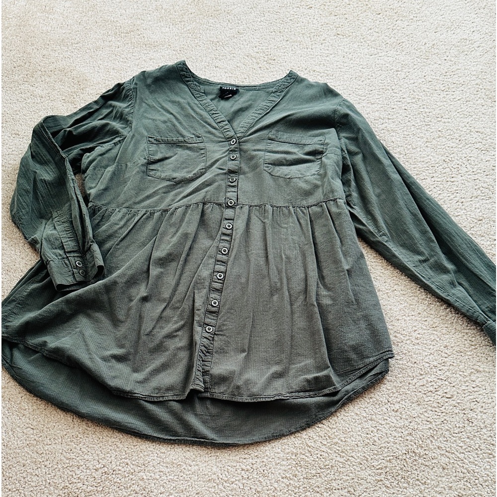 Torrid Olive Green Button-Up Blouse